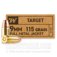Winchester Service Grade 9mm Ammunition - 50 Rounds of 115 Grain FMJ FN