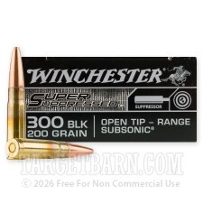 Winchester Super Suppressed 300 AAC Blackout Ammunition - 200 Rounds of 200 Grain Open Tip