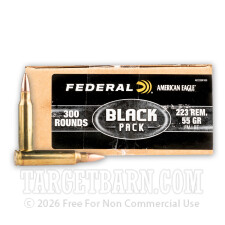 FEDERAL AMERICAN EAGLE BLACK 223 REMINGTON AMMUNITION - 300 ROUNDS OF 55 GRAIN FMJBT