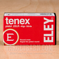 Eley Tenex Pistol 22 LR Ammunition - 50 Rounds of 40 Grain LRN