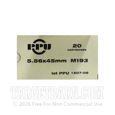 Prvi Partizan 5.56 NATO M193 Ammunition - 20 Rounds of 55 Grain FMJBT