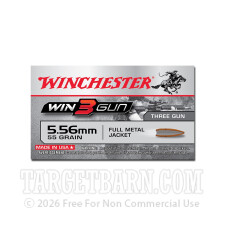 Winchester Win3Gun 5.56 NATO Ammunition - 20 Rounds of 55 Grain FMJ