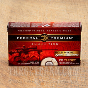 Federal Premium Sierra Match King 308 Winchester Ammunition - 200 Rounds of 175 Grain HP-BT