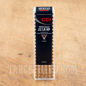 CCI Mini-Mag 22 LR Ammunition - 100 Rounds of 36 Grain CPHP