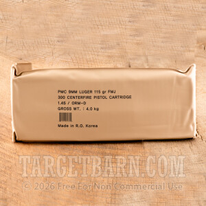 PMC Battle Pack 9mm Luger Ammunition - 300 Rounds of 115 Grain FMJ