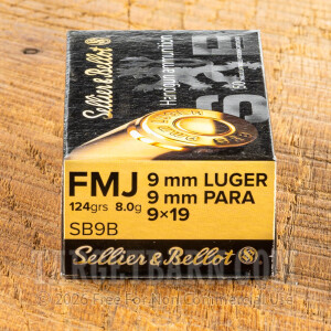 Sellier & Bellot 9mm Ammunition - 1000 Rounds of 124 Grain Grain FMJ