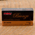 PMC 25 ACP Ammunition - 50 Rounds of 50 Grain FMJ