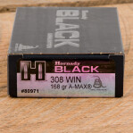 Hornady BLACK 308 Winchester Ammunition - 200 Rounds of 168 Grain A-MAX