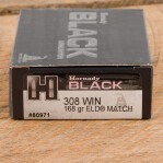 Hornady BLACK 308 Win Ammunition - 200 Rounds of 168 Grain ELD Match