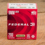 Federal Champion 9mm Ammunition - 200 Rounds of 115 Grain FMJ