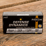 Fiocchi Defense Dynamics 9mm Ammunition - 50 Rounds of 124 Grain JHP