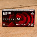 Federal American Eagle 9mm Luger Ammunition - 50 Rounds of 124 Grain FMJ