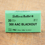 Sellier & Bellot 300 AAC Blackout Ammunition - 20 Rounds of 147 Grain FMJ