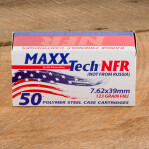 MAXX Tech NFR 7.62x39 Ammunition - 50 Rounds of 123 Grain FMJ