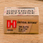 Hornady Critical Defense 380 ACP Ammunition - 25 Rounds of 90 Grain FTX