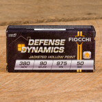 Fiocchi 380 ACP Ammunition - 50 Rounds of 90 Grain JHP