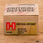 Hornady Critical Defense 45 ACP Ammunition - 200 Rounds of 165 Grain FTX HP 